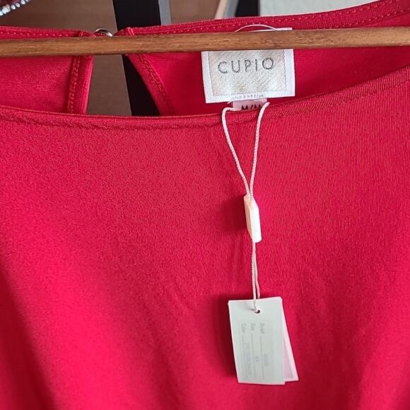 Women's CUPIO Size Medium Dress Blouse RED Lace Ruffle NWT Bloomingdales‎ - Picture 2 of 6